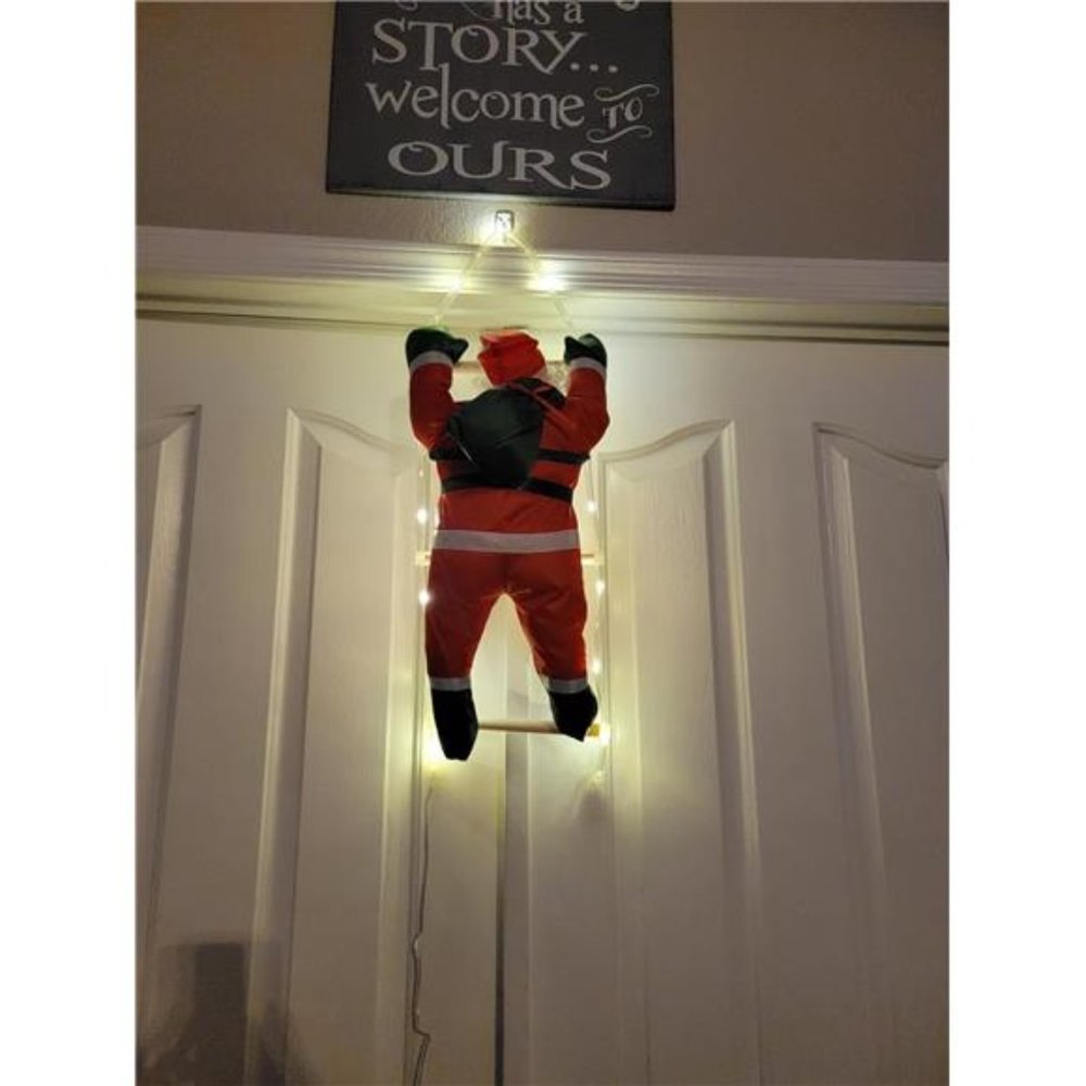 Christmas Decorations LED Ladder Lights with Climbing Santa Claus, 20 Inches